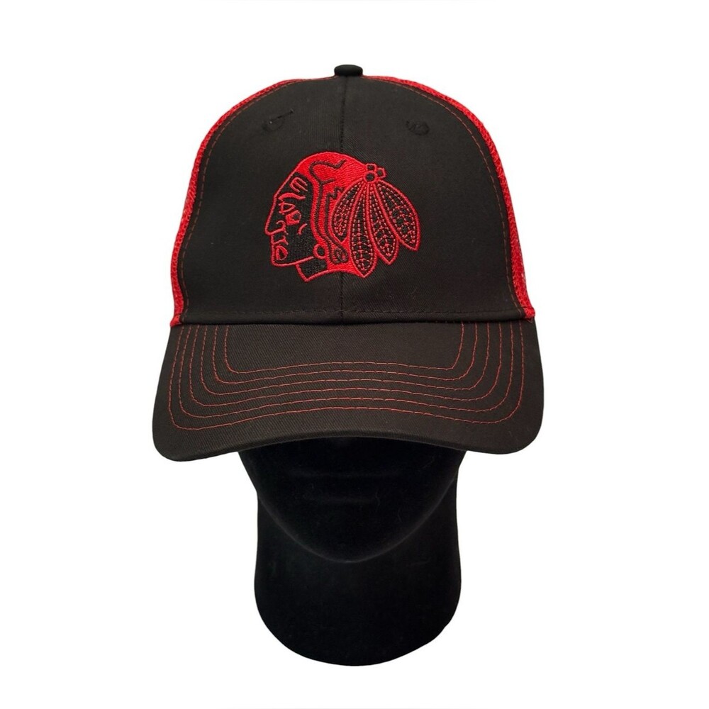 Portland Winterhawks Snapback Mesh Trucker Hat Black Red AMG WHL Hockey Cap
